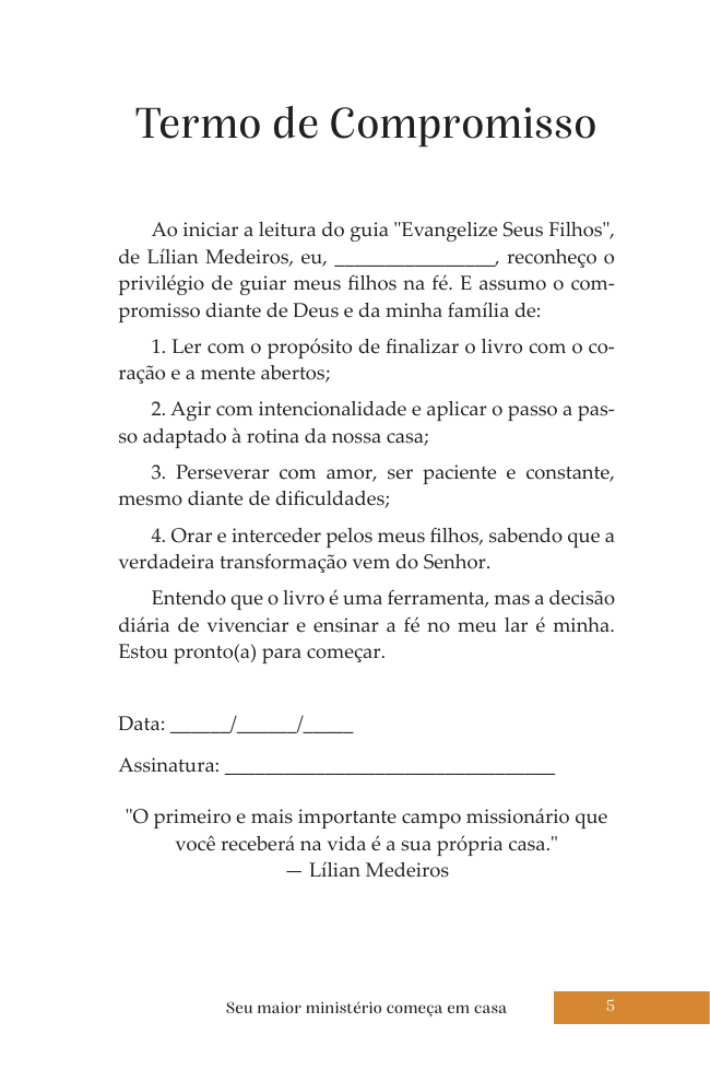 Página interna do guia: Termo de Compromisso